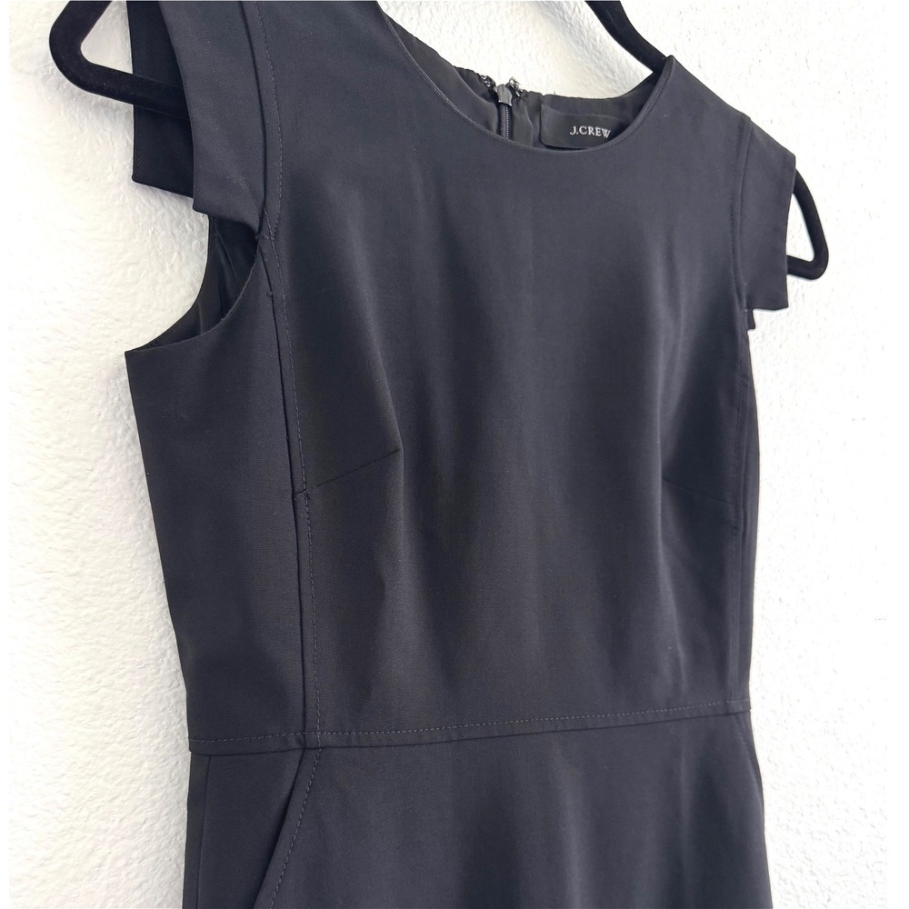 J.Crew Italian Stretch Wool Tollegno 1900 Sheath Dress Black 2P with pocets - Picture 3 of 13